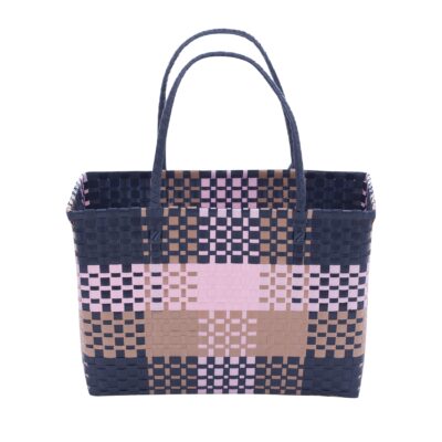 shopping basket Klara dark blue-camel, medium