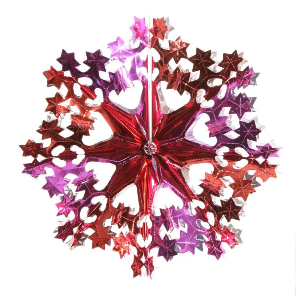 Glitzerschmuck Stern fuchsia-rot-silber, flach