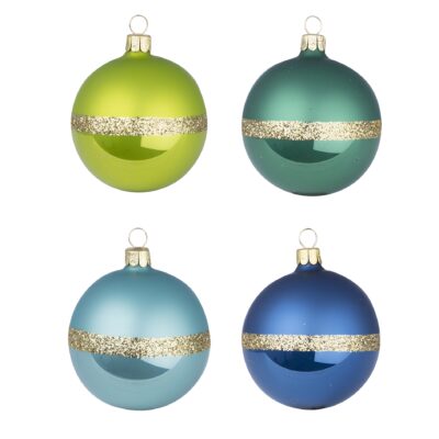 Christmas baubles Finja/Golden Rim, set of 12 - 4 assorted colors