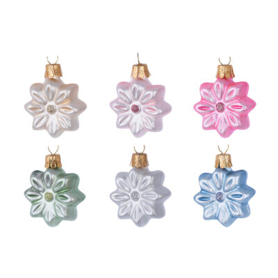 Christbaumschmuck Blumenstern zartfarben, Set/12 - 6 versch. Farben