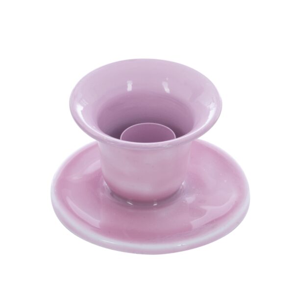 enameled candle holder Belle mauve