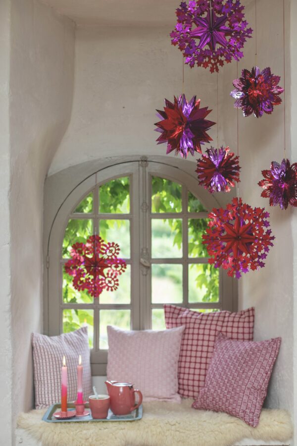 Glitzerschmuck Blume rot-fuchsia, flach – Bild 3