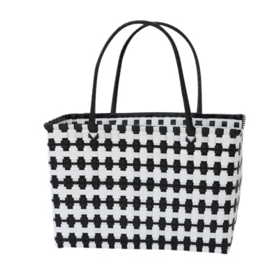 shopping basket Jolie soft black-white, medium
