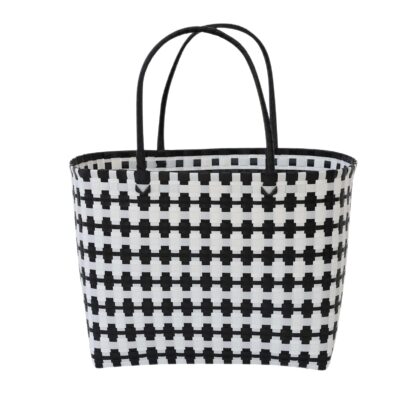 shopping basket Jolie black-white, large oval