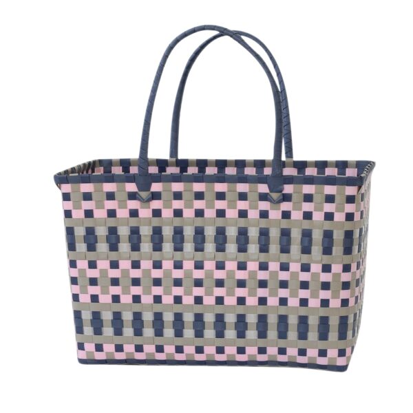 shopping basket Kara blue-camel, medium