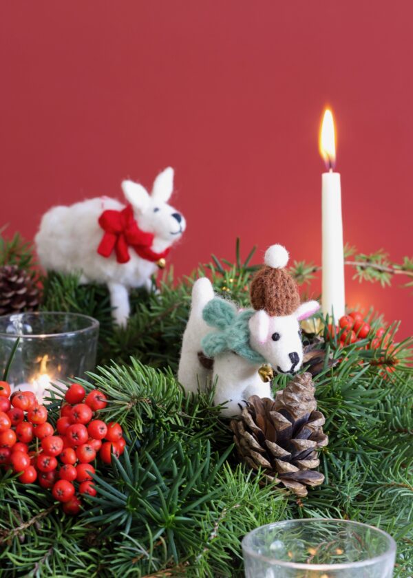 Felt Ornament Dog with scarf - Image 3