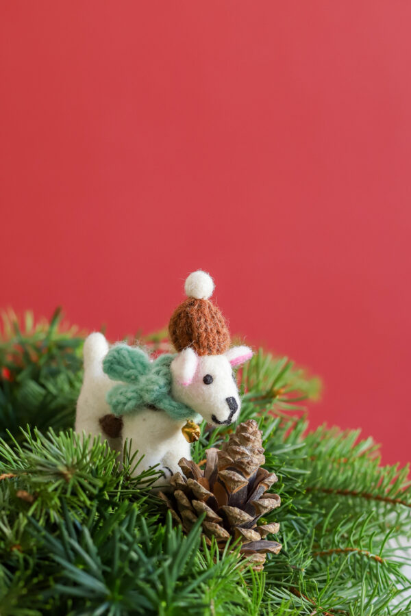Felt Ornament Dog with scarf - Image 2