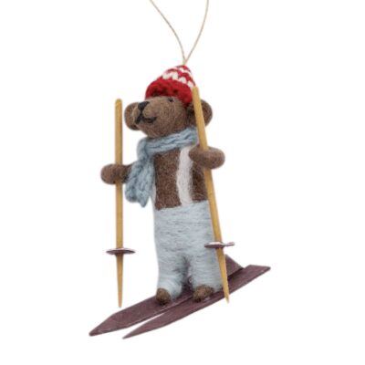 Felt Ornament Bear on skis