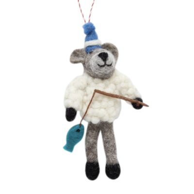 Felt Ornament fishing Bear