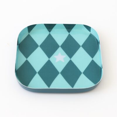 enameled tray Rhomb bluegreen