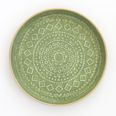enameled tray Liv sage green, L