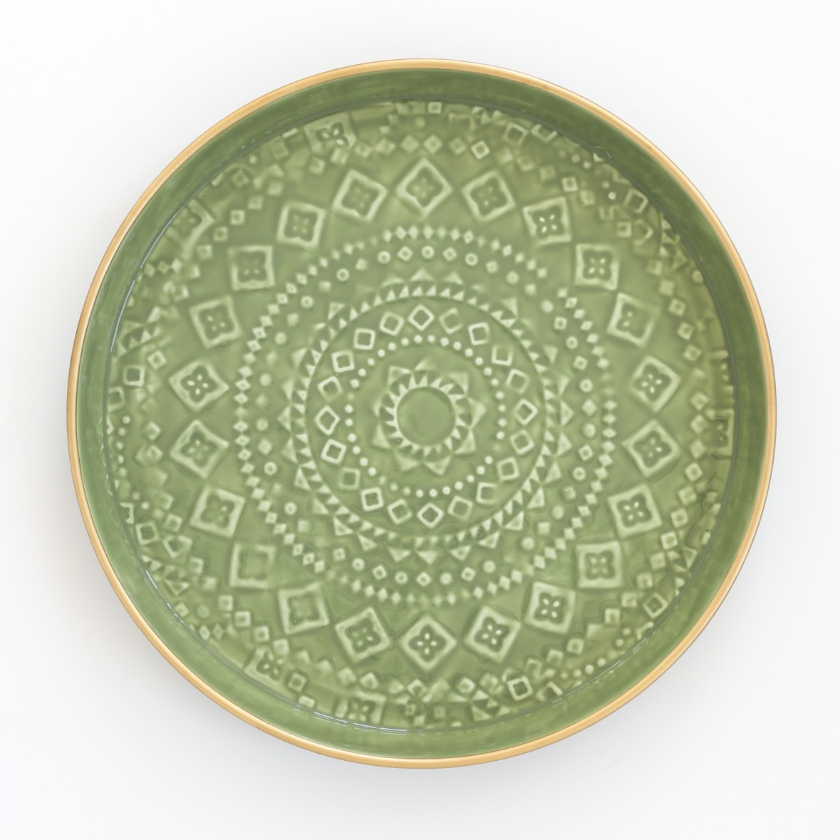 enameled tray Liv sage green, L