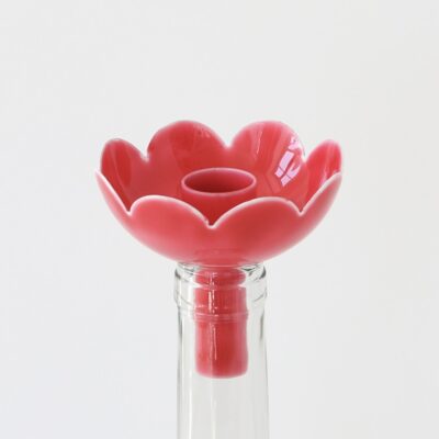 enameled bottle candle holder Flora raspberry