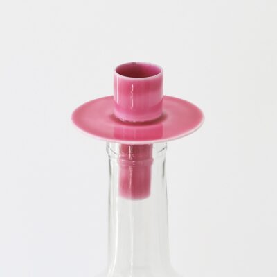 enameled bottle candle holder Linnea raspberry