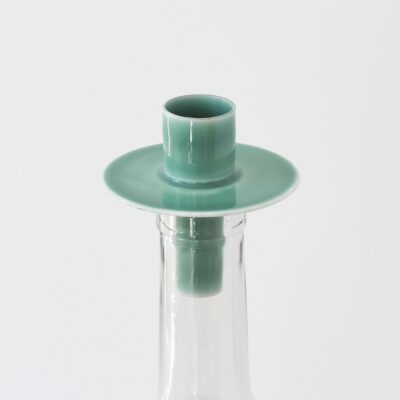 enameled bottle candle holder Linnea malachite green