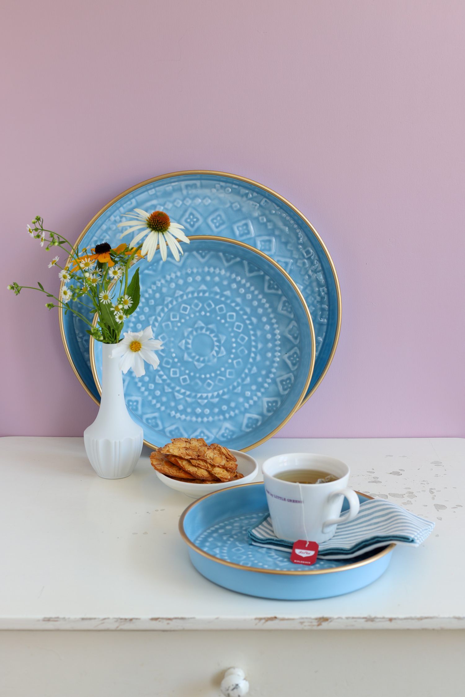 enameled tray Liv light blue, L - Image 2