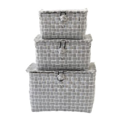 boxes with flap Jess black, set of 3
