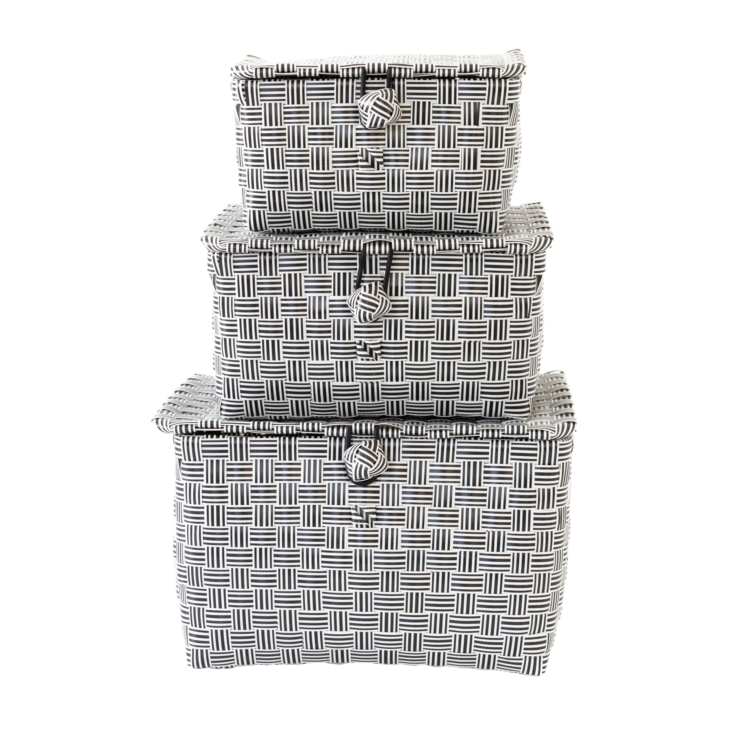 boxes with flap Jess black, set of 3