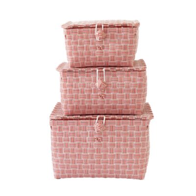 boxes with flap Jess red, set of 3