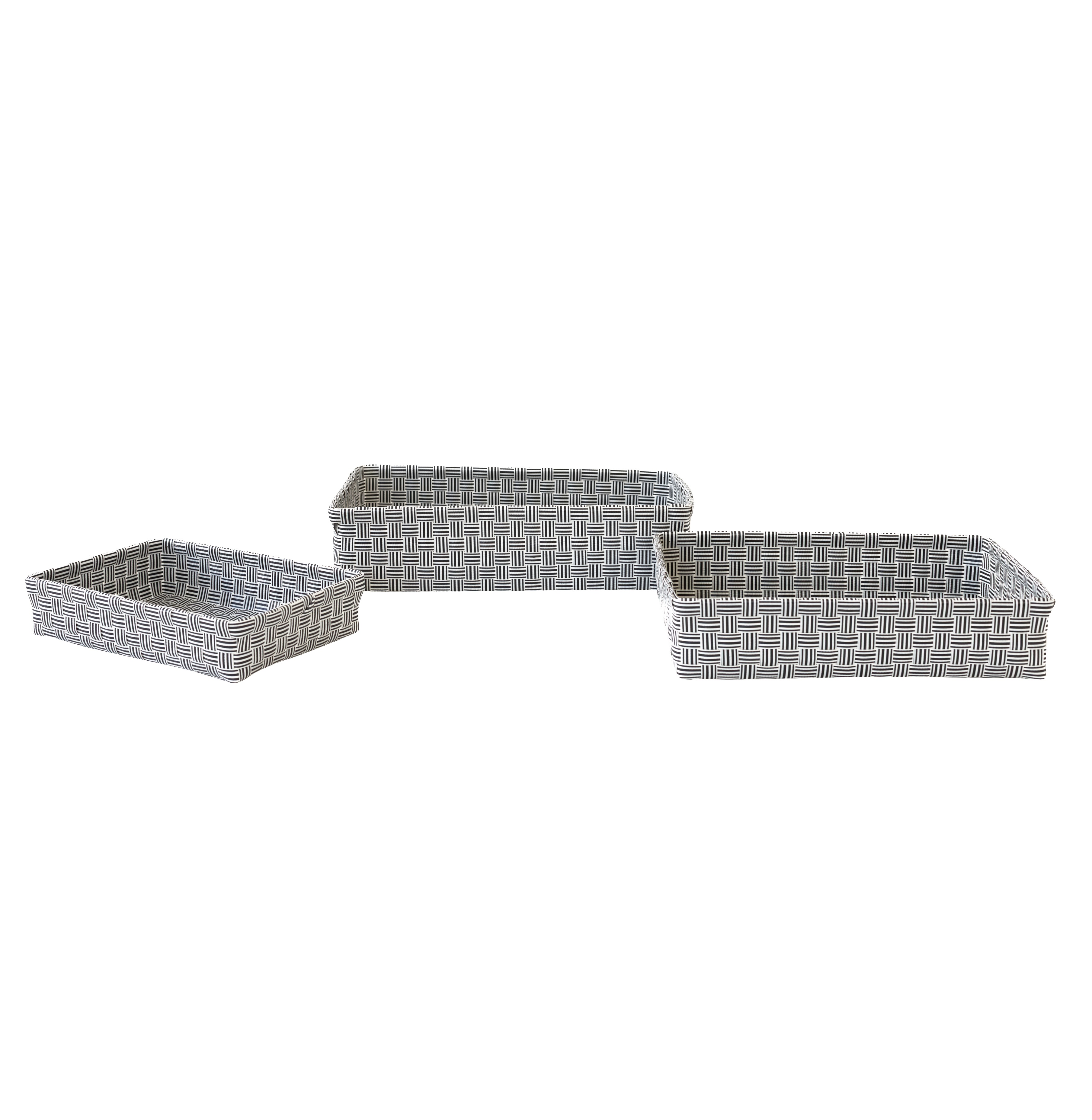 baskets rectangular Jess black, set of 3