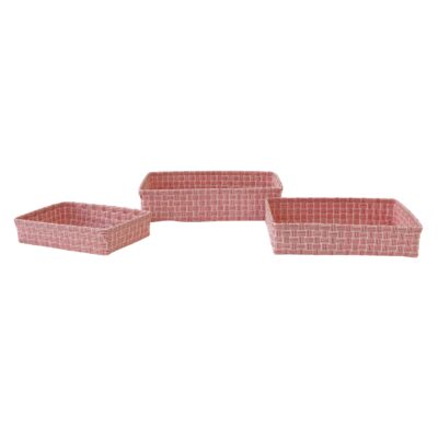 baskets rectangular Jess red, set of 3