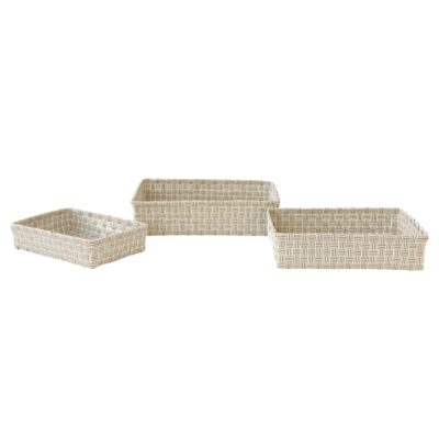 baskets rectangular Jess sand, set of 3